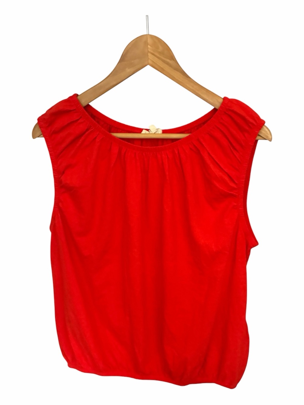 Madewell Bright Red Sleeveless Bubble Tee size M NWOT Cotton Linen